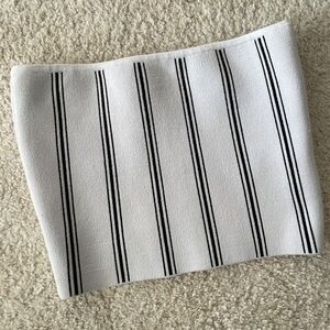 Babaton Black and White Striped Tube Top